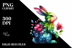 Vibrant Bunny with Flowers PNG Product Image 3