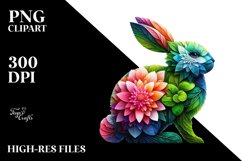 Vibrant Bunny with Flowers PNG Product Image 3