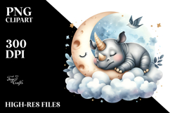 Whimsical Baby Rhino PNG Product Image 2