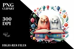 Colorful Walrus Book Illustration | Clipart Product Image 1