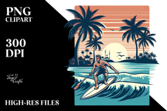 Retro Tropical Beach Surf Vector PNG Product Image 2