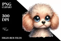 Cute Watercolor Baby Poodle Clipart Product Image 1