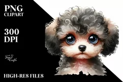 Cute Watercolor Baby Poodle Clipart Product Image 3