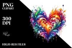 Colorful Fire Heart, PNG Product Image 2