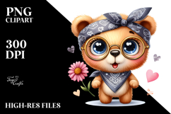 Watercolor Baby Bear with Bandana and es | Clipart Product Image 2