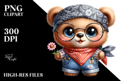 Watercolor Baby Bear with Bandana and es | Clipart Product Image 2