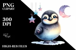 Colorful Smiling Baby Guillemots Moon Clipart Product Image 3