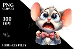 Goofy Cartoon Mouse with Bow Tie PNG Product Image 2