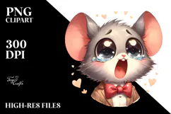 Goofy Cartoon Mouse with Bow Tie PNG Product Image 2