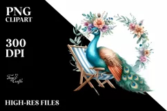 Sublimation Sticker Flower Watercolor Young Peacock Beach Product Image 1