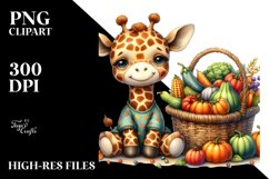 Baby Giraffe with Vegetables Basket | Clipart Product Image 3