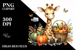 Baby Giraffe with Vegetables Basket | Clipart Product Image 3