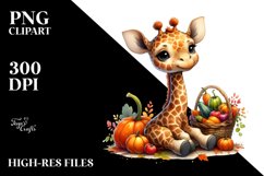 Baby Giraffe with Vegetables Basket | Clipart Product Image 3
