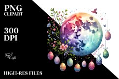 Washed Moon with Easter Eggs PNG Product Image 2