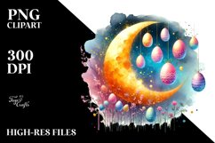Washed Moon with Easter Eggs PNG Product Image 2