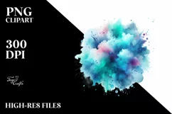 Colorful Cyan Splash | Watercolor Clipart Product Image 3