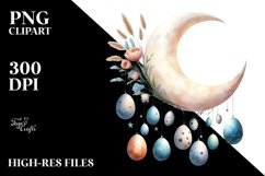 Watercolor Half Moon with Hanging Eggs PNG Product Image 2