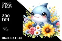 Colorful Baby Shark Yellow Flowers | Sublimation | Clipart Product Image 3
