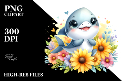 Colorful Baby Shark Yellow Flowers | Clipart Product Image 2