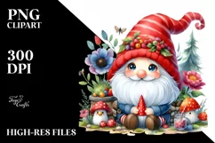 Colorful Gnome, Watercolor PNG Product Image 1