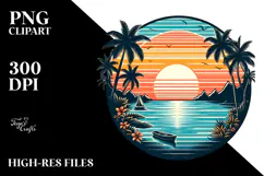 Retro Tropical Island Sunset, 20 oz Tumbler Product Image 2