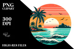 Retro Tropical Island Sunset, 20 oz Tumbler Product Image 2