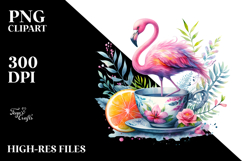 Vibrant Flamingo in a Teacup Clipart Product Image 2