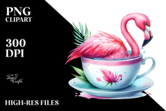 Vibrant Flamingo in a Teacup Clipart Product Image 2