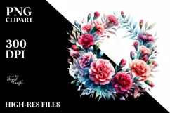 Vibrant Carnation Wreath | Watercolor Clipart Product Image 1