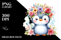 Pastel Penguin Flower Crown | Clipart Product Image 2