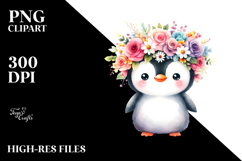 Cute Penguin Flower Crown Illustration Product Image 2