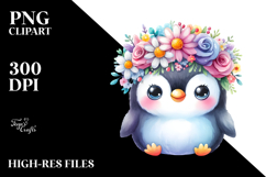 Pastel Penguin Flower Crown | Clipart Product Image 2