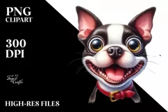 Crazy Boston Terrier Popping Eyes | Sublimation | Clipart Product Image 1
