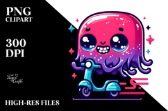 Funny Jelly Monster Riding a Scooter PNG Product Image 2