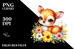 Colorful Baby Deer Cuddling with Flowers | Sublimation | Product Image 3