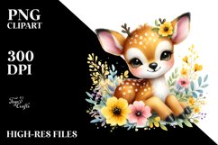 Colorful Baby Deer Cuddling with Flowers | Sublimation | Product Image 3