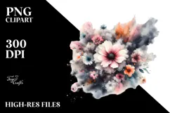 Grunge Flower Clouds, Transparent PNG Product Image 2
