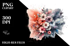 Grunge Flower Clouds, Transparent PNG Product Image 2