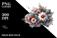 Grunge Flower Clouds, Transparent PNG Product Image 2