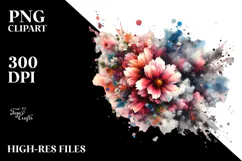 Grunge Flower Clouds, Transparent PNG Product Image 2