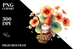 Floating Gnome with Nasturtium PNG Product Image 2