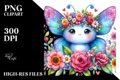 Vibrant Butterfly Flower Crown | Clipart Product Image 2