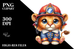 Baby Lion with Chef's Apron and Aviator Suit PNG Product Image 2