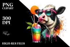 Colorful Quirky Cow Sipping Product Image 1