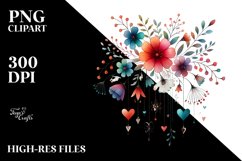Adorned Flower with Hearts PNG Product Image 2