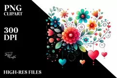 Very Simple Adorned Flower with Hearts PNG Product Image 2