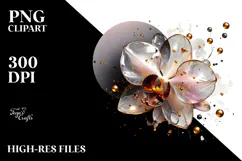 Abstract Orchid with Golden Insertions, PNG Product Image 2