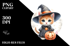 Cute Baby Kitten Halloween Watercolor PNG Product Image 2