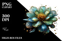 Glossy Zinnia with Golden Insertions, PNG Product Image 2
