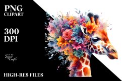 Vibrant Giraffe Half Flowers | Sublimation | Clipart Product Image 1